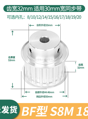 同步轮S8M18齿宽32内孔10 12 14 15 17 19 20S8M伺服电机同步带轮