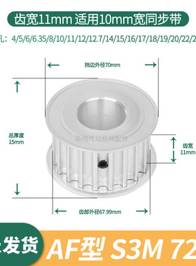 同步轮S3M72齿宽11A内孔5 6 8 10 12 14 15 1925伺服电机同步带轮