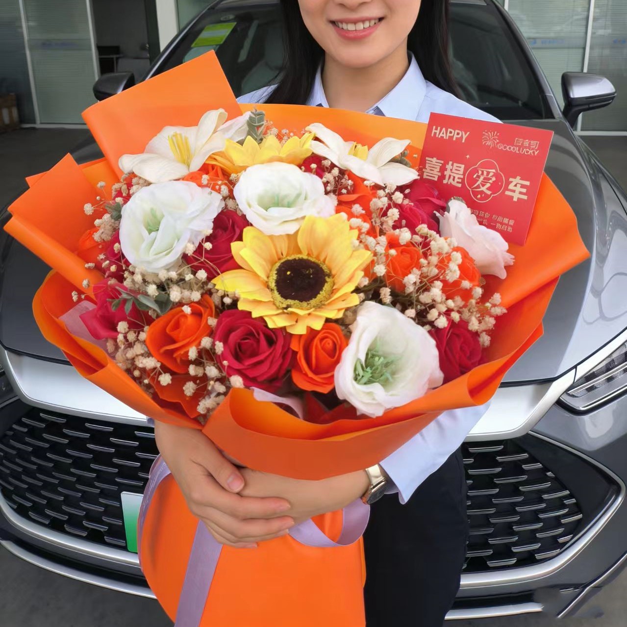 交车仪式买新车礼物仿真香皂花束