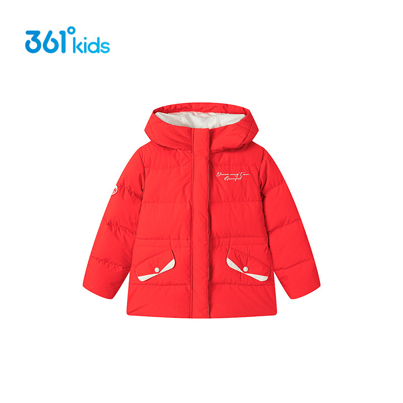马年新年红色|361童装女童保暖羽绒服2026春季新款中大童拜年外套