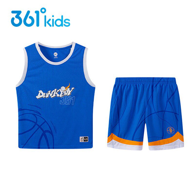 361度童装 男童篮球服套装2025夏季中大童儿童速干运动两件套