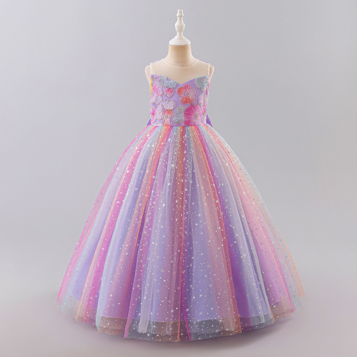 欧美女童礼服儿童公主裙周岁蓬蓬纱连衣裙学校演出服跨境小女孩裙