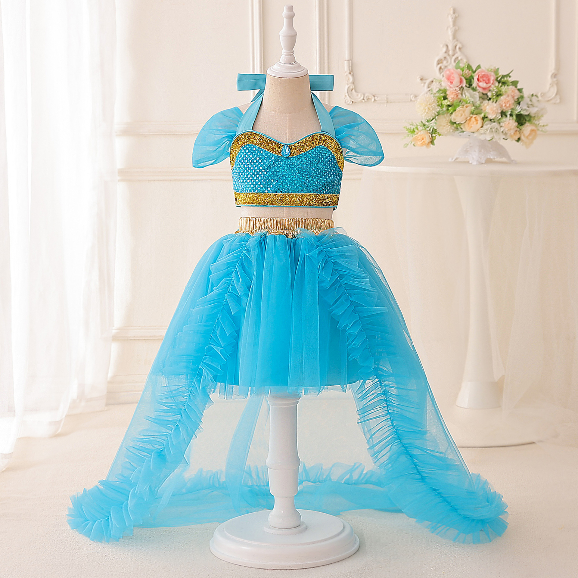 阿拉丁神灯万圣节欧美女童茉莉公主套装女孩舞蹈服装幼儿园演出服