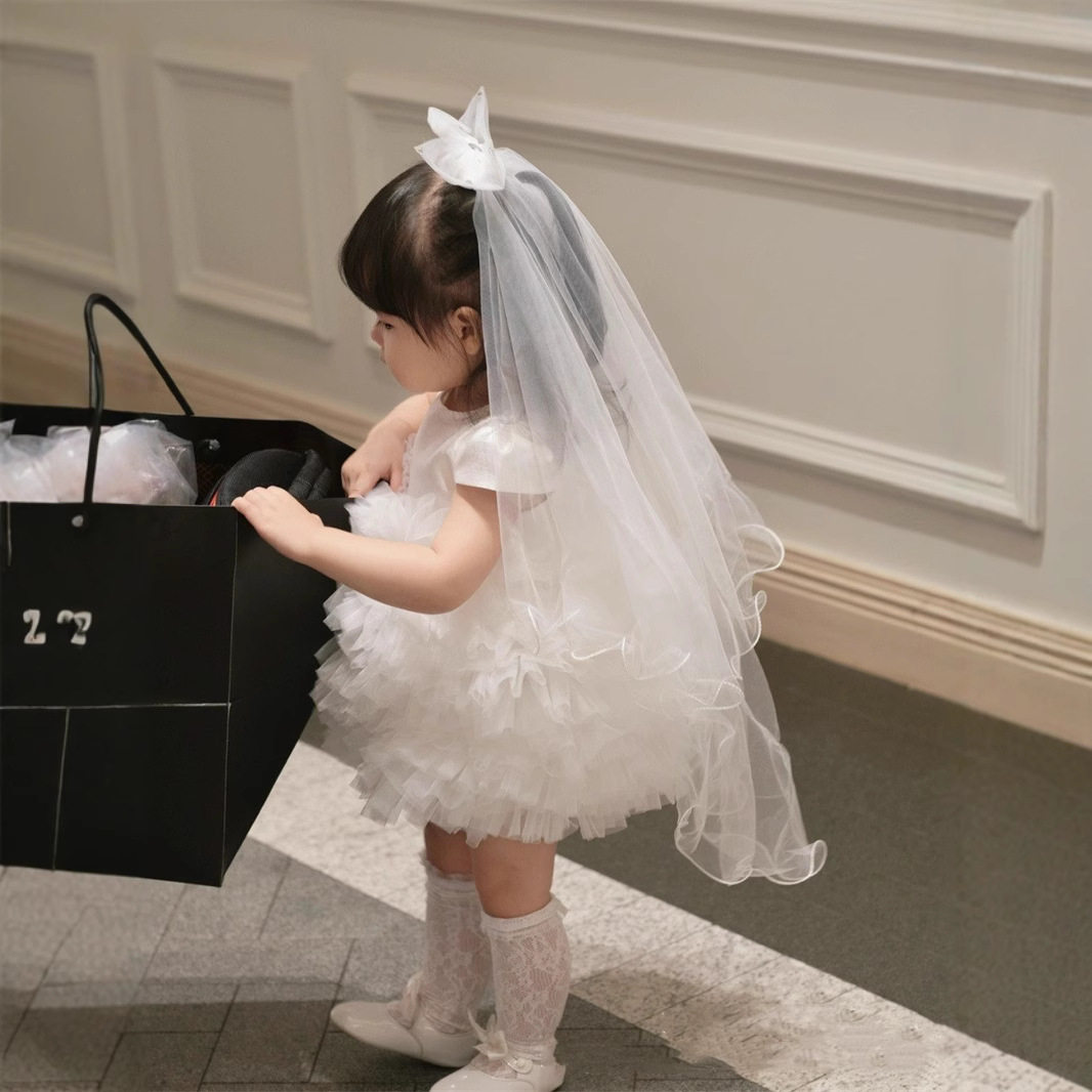 2025夏装新款女童蓬蓬裙百天周岁礼服抓周表演裙走秀花童裙公主裙