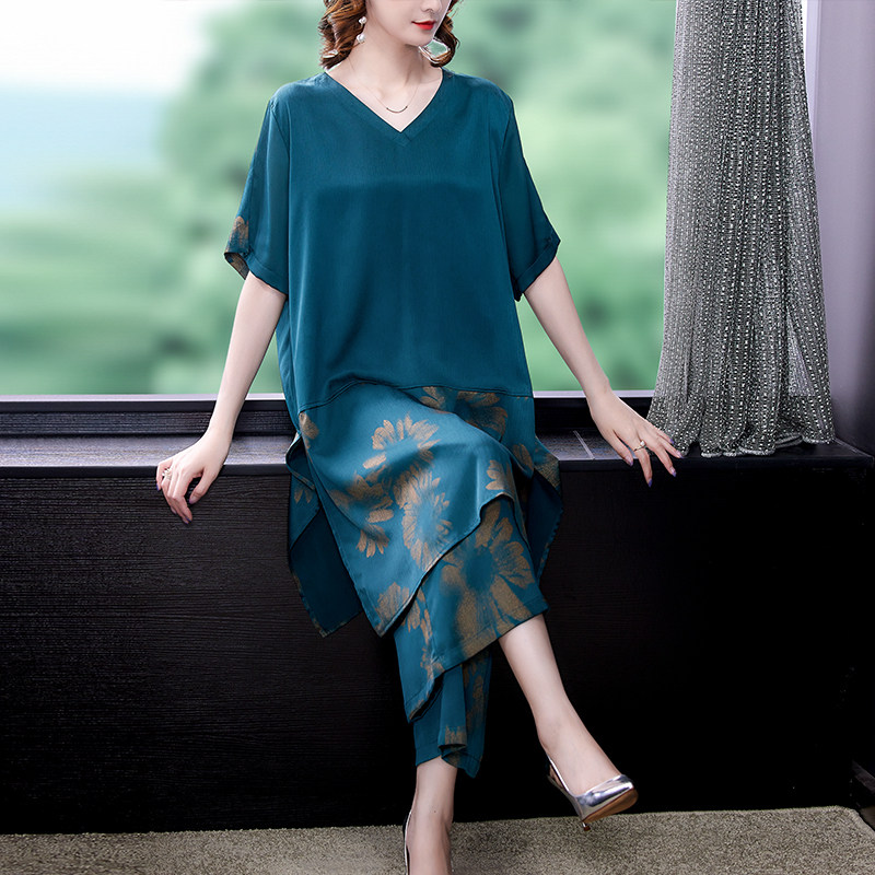 香云纱时尚套装大码真丝衬衫女短袖夏长款t恤桑蚕丝妈妈印花上衣|msdalam kategori Butik wanita / wanita, wanita saiz besar - dari Buy2taobao.com untuk memberikan perkhidmatan ejen Taobao profesional membeli