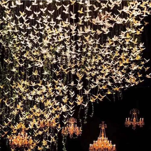 婚庆蜂鸟透明亚克力水滴酒店挂件天使雪花挂件水晶透明飞鸟吊饰