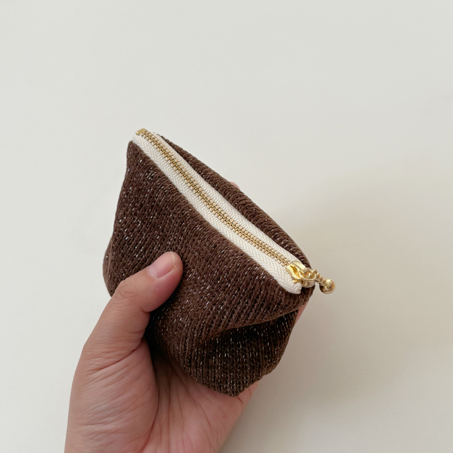 秋冬针织复古小钱包 简约随身迷你身份证卡包口红收纳包 巧克力色