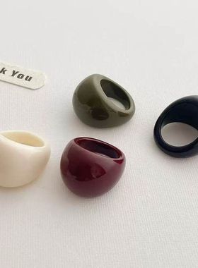 韩国ins博主同款椭圆树脂扳指戒指女个性时尚气质百搭指环戒子