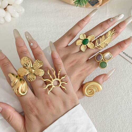 跨境外贸热卖欧美风不锈钢戒指叠戴ins风夸张不掉色指环rings叠戴