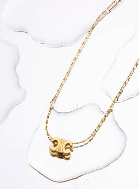 洗澡不用摘电镀凯旋门项链女轻奢风小红书同款气质钛钢锁骨链