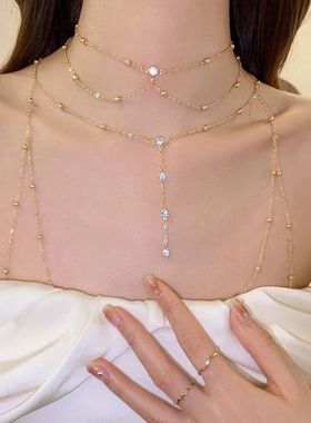 胸链身体链欧美bodychain性感比基尼bikini锁骨后背链配饰项链女