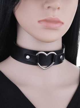 朋克PU皮桃心爱心形皮质项圈