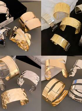 欧美跨境不规则凹形手镯女高级感简约手环小众冷淡风个性手饰饰品