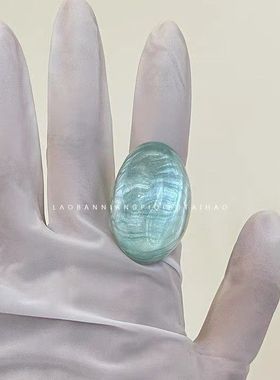 时髦新款小众设计珠光内釉轻奢夸张椭圆形透明树脂戒指欧美风指环