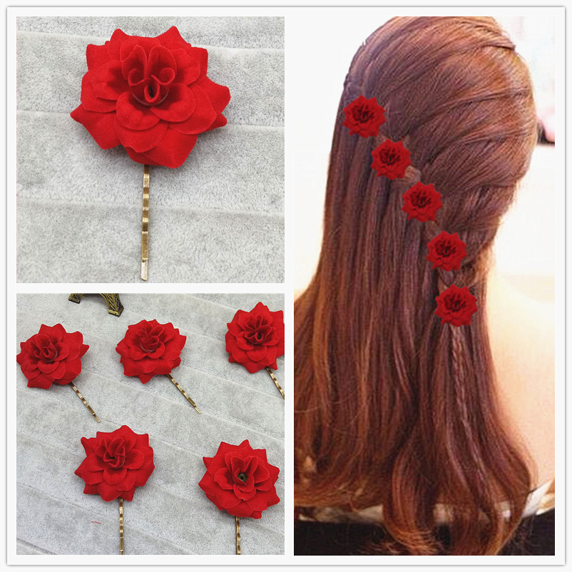 Bridal Korean headdress curler red dress headdress VINTAGE CLIP hairpin flower accessories full package mail