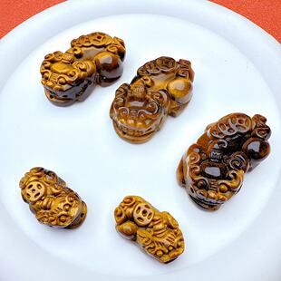 天然黄虎眼钱串子三钱币貔貅文玩猫眼吊坠手链项链diy手串配饰