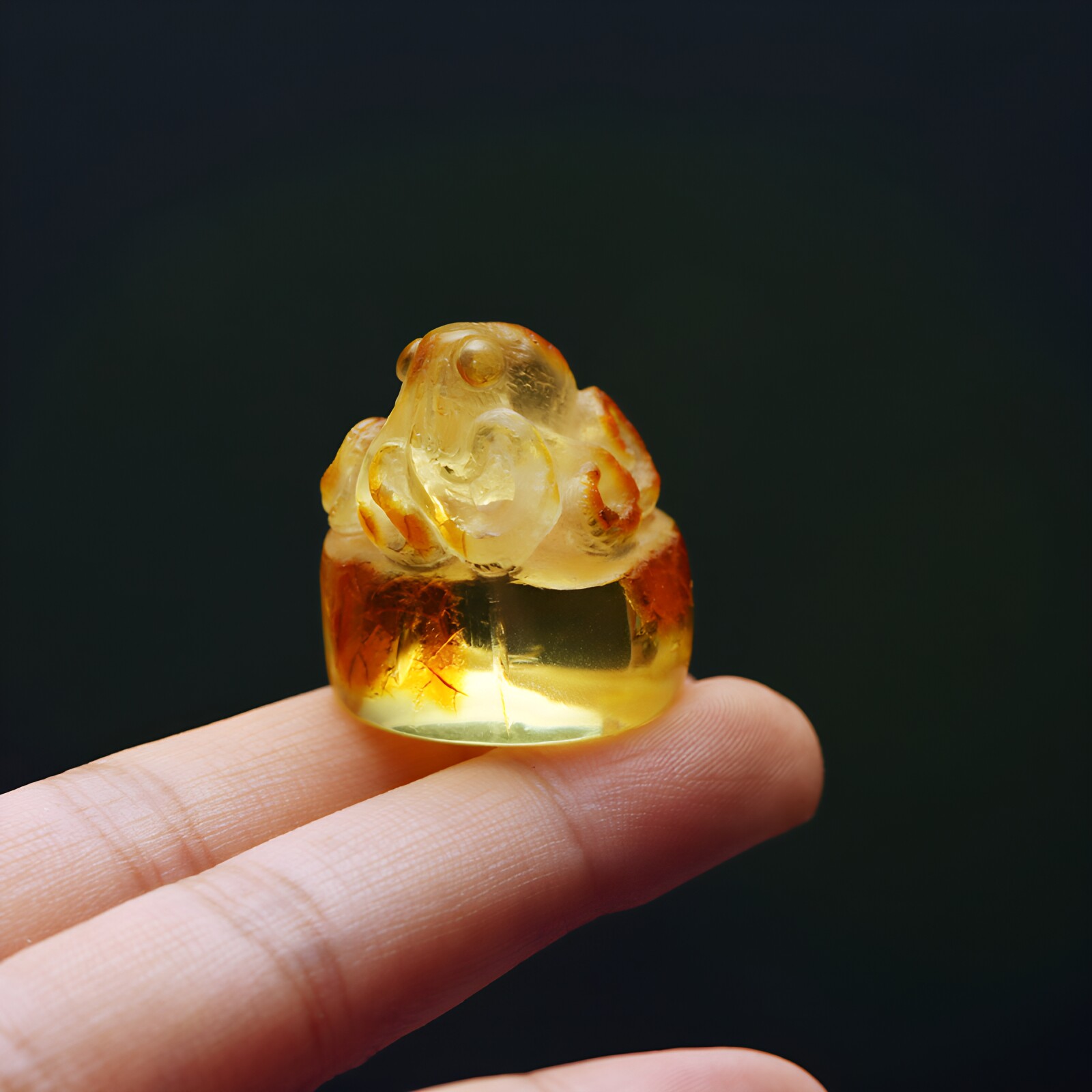 金珀琥珀蜜蜡手工雕刻章鱼印章
