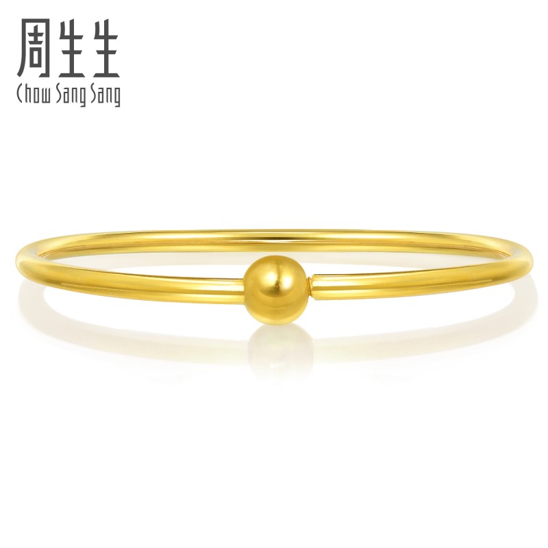 周生生黄金足金圆棍光身手镯金镯子珠宝首饰90194k计价