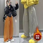 2026冬装 加厚加绒外穿阔腿长裤 新款 小个子松紧腰显瘦保暖休闲卫裤