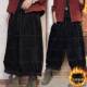秋冬微胖mm宽松遮胯加绒保暖裤 黑色外穿大码 女士灯芯绒拼接休闲裤