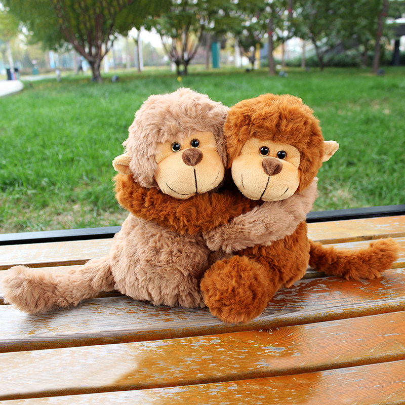 一对可吸附磁铁抱抱猴毛绒公仔可爱布偶猴子玩具家居装饰治愈玩偶