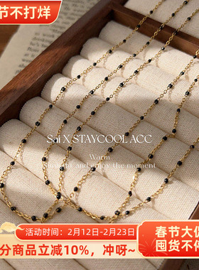 北欧美ins风极简迷你版黑点点项链女士高级感锁骨链基础底链37+9