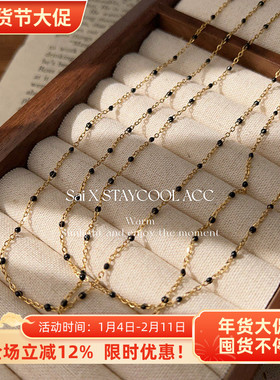 北欧美ins风极简迷你版黑点点项链女士高级感锁骨链基础底链37+9