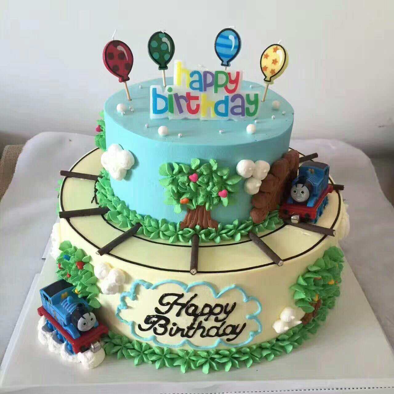 托马斯小火车生日蛋糕立体场景蛋糕长沙同城配送