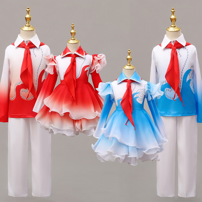 红船起航儿童演出服红色爱国中小学生诗歌朗诵合唱服红领巾舞蹈服