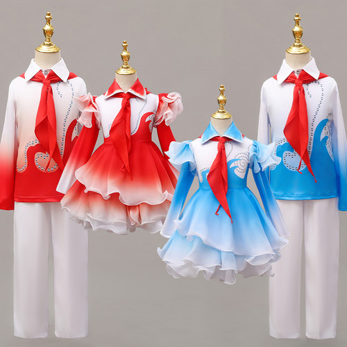 红船起航儿童演出服红色爱国中小学生诗歌朗诵合唱服红领巾舞蹈服