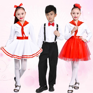 我是红领巾儿童表演舞蹈服中小学生女童纱裙合唱服装蓬蓬裙演出服