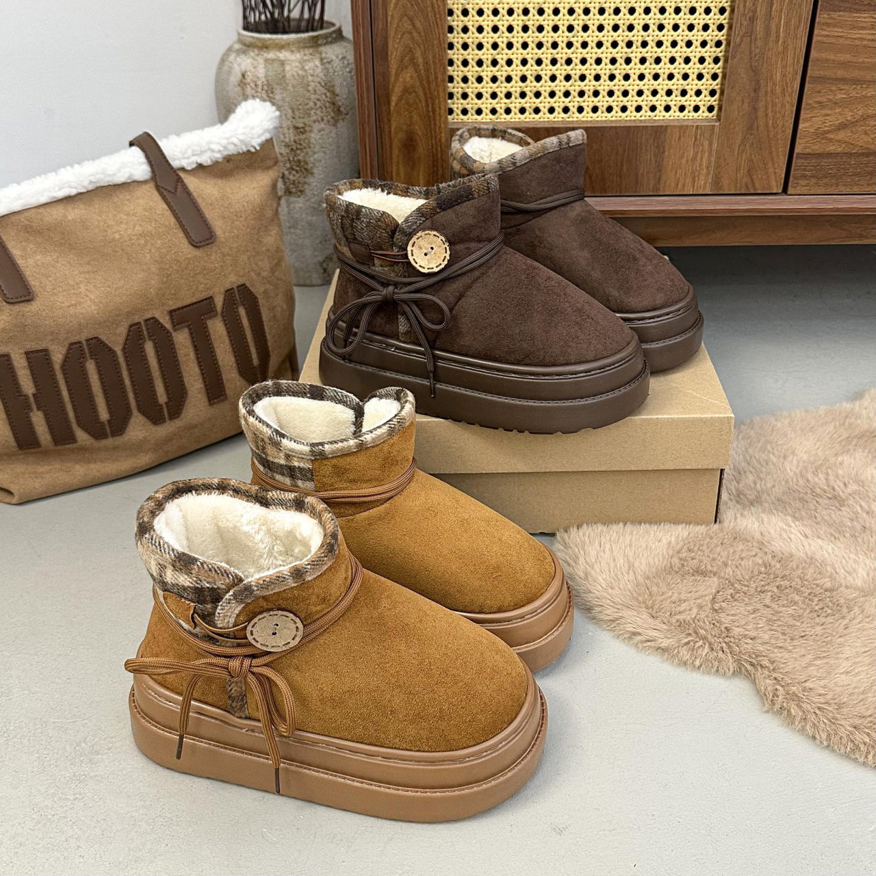 短筒棉靴复古爆款保暖棉鞋雪地靴