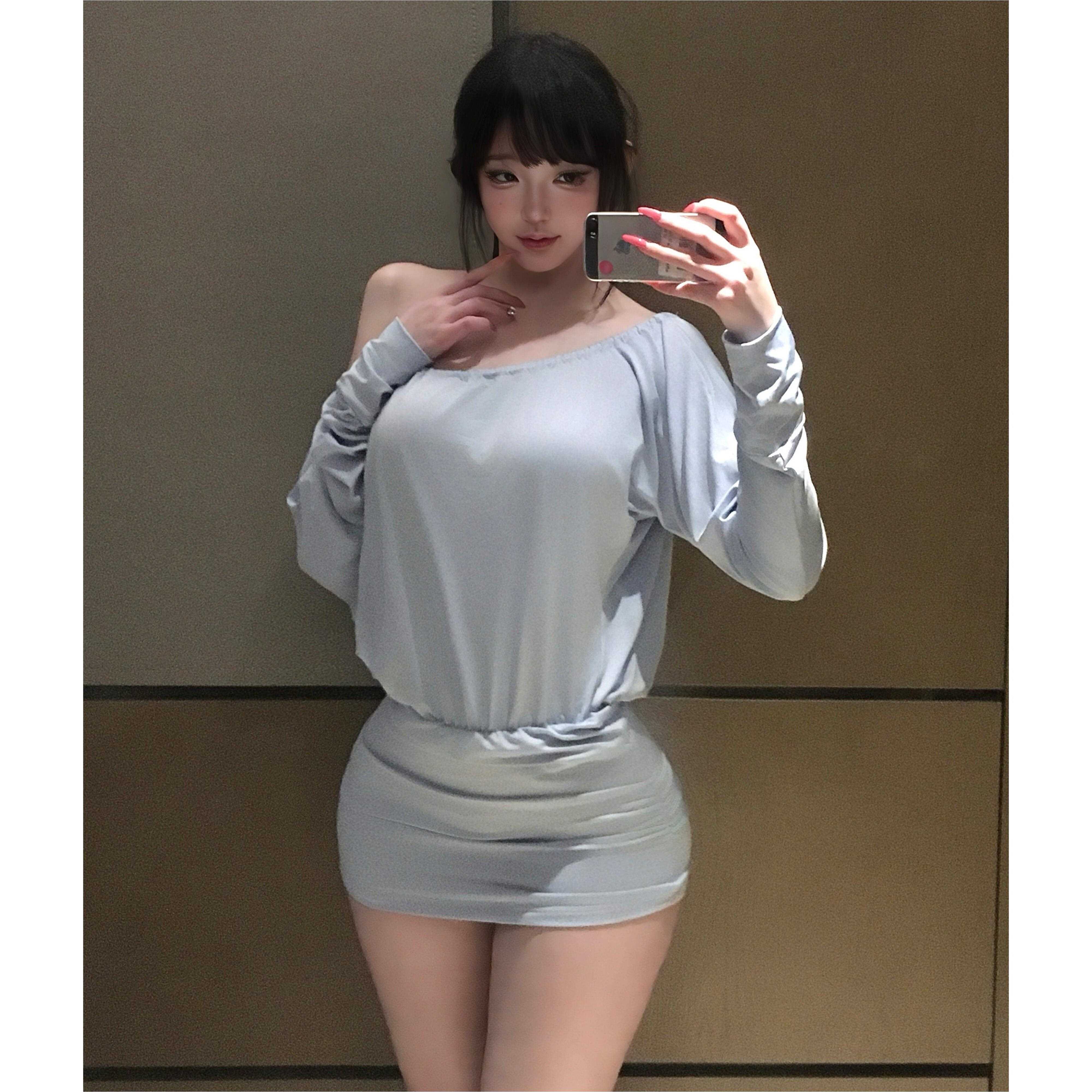 纯欲风紫色一字肩露背洋装女情趣海边度假性感辣妹包臀短裙子