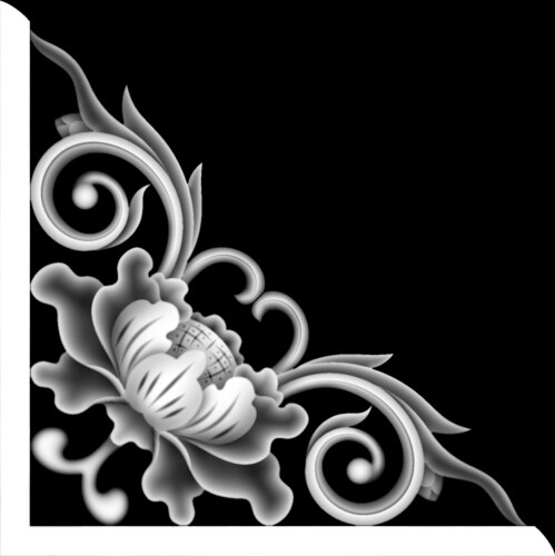 角花灰度图  雕刻图 牡丹花精雕图  浮雕图  家具浮雕图