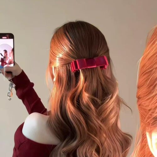 韩系双面丝绒蝴蝶结香蕉夹女法式秋冬气质优雅扎马尾竖夹发饰头饰