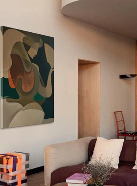 墨山造画 中古抽象唯美轻奢任务手绘油画客厅玄关小众卧室装饰画