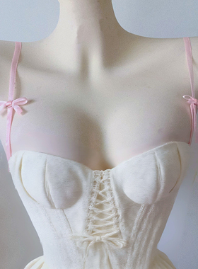 2024夏季新款粉色蝴蝶结可爱可调节性感美背辣妹外穿内衣肩带