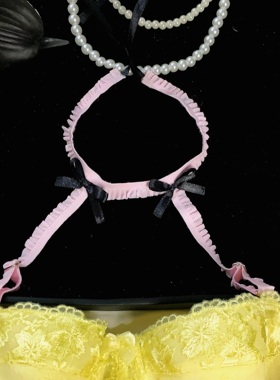 2024夏季新款弹力挂脖粉色蝴蝶结可调节性感美背辣妹外穿内衣肩带