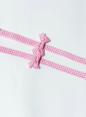2024夏季新款可调节粉色格子蝴蝶结性感美背辣妹外穿内衣肩带