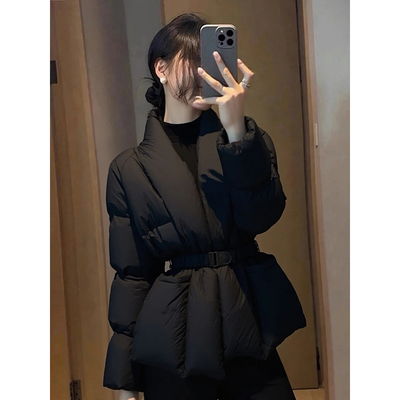 2025新款冬装保暖不臃肿收腰黑色羽绒棉服外套独特漂亮洋气小棉袄