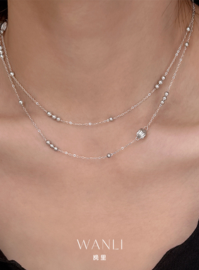 挽里钛钢镀金镭射珠项链轻奢小众