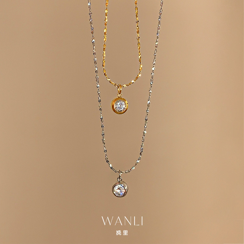 挽里皓石镶钻项链2026新款爆款锁骨链高级感轻奢小众女款日常百搭