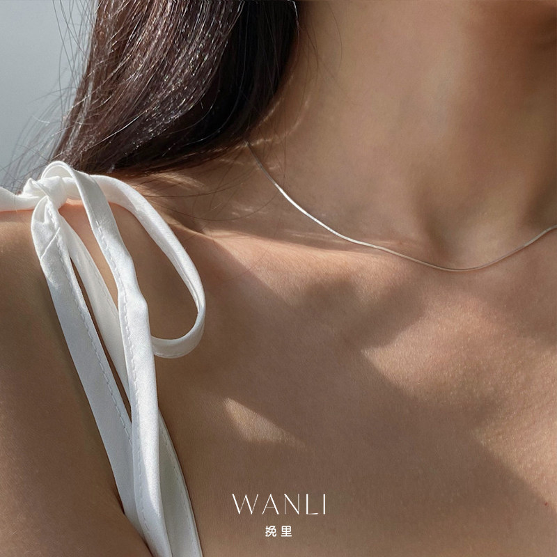 挽里s925纯银方形蛇骨项链轻奢高级感素链小众基础百搭叠戴设计女