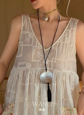 挽里美美同款贝壳流苏项链