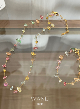 挽里钛钢镀金彩色项链时尚百搭女
