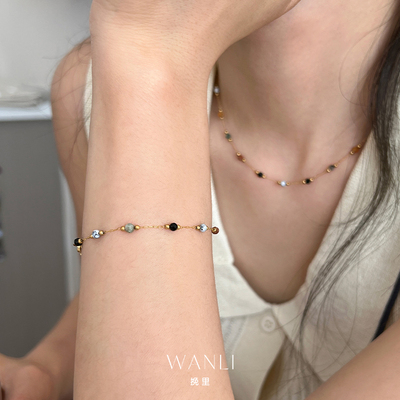 挽里天然石拼接隔珠手链2025新款