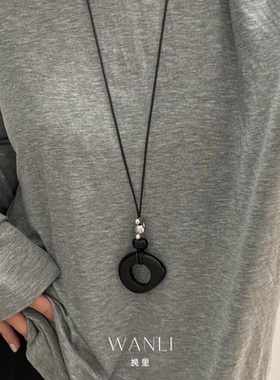 挽里平安扣黑石吊坠项链