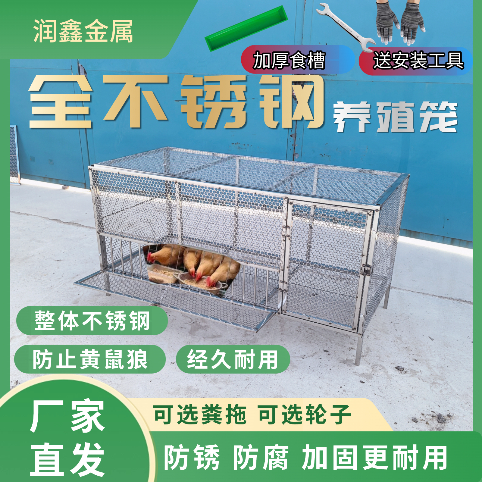 鸡笼不锈钢鸡笼家用可笼外喂食