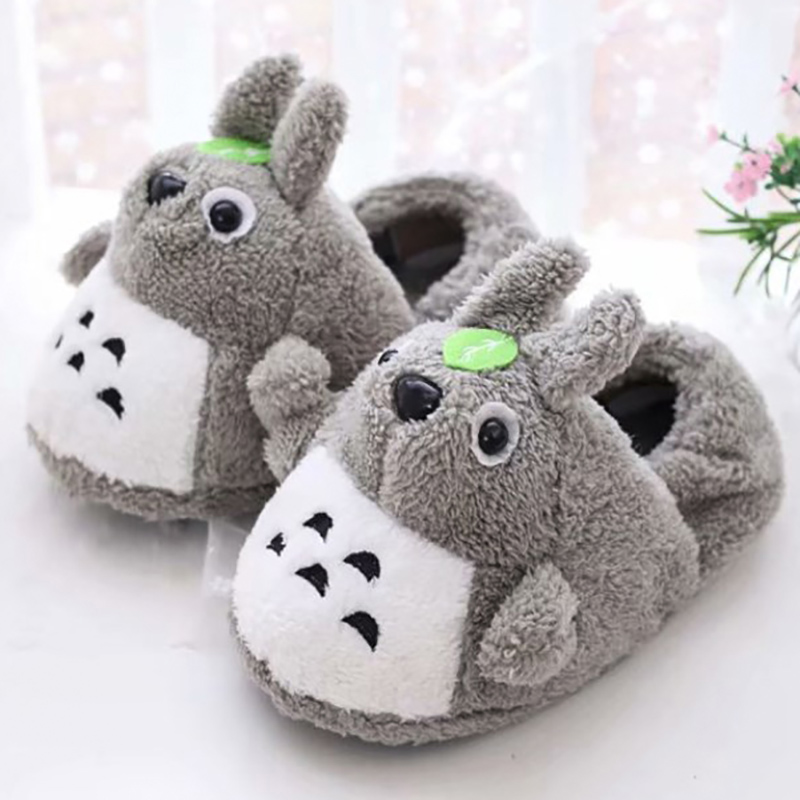 龙猫棉拖鞋女包跟可爱毛绒保暖