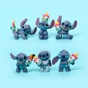 迷你史迪奇星际宝贝史迪仔小伙伴阿金搞怪玩偶盲盒蛋糕装饰品摆件